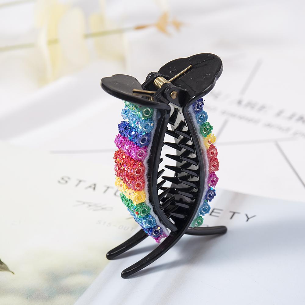 Korean Rainbow Hair Clips Claw Crabs Mink Fluff Hair Ball For Barrettes Bun Hair Clamps Pearl Hairpin Ponytail Hair Accessories
