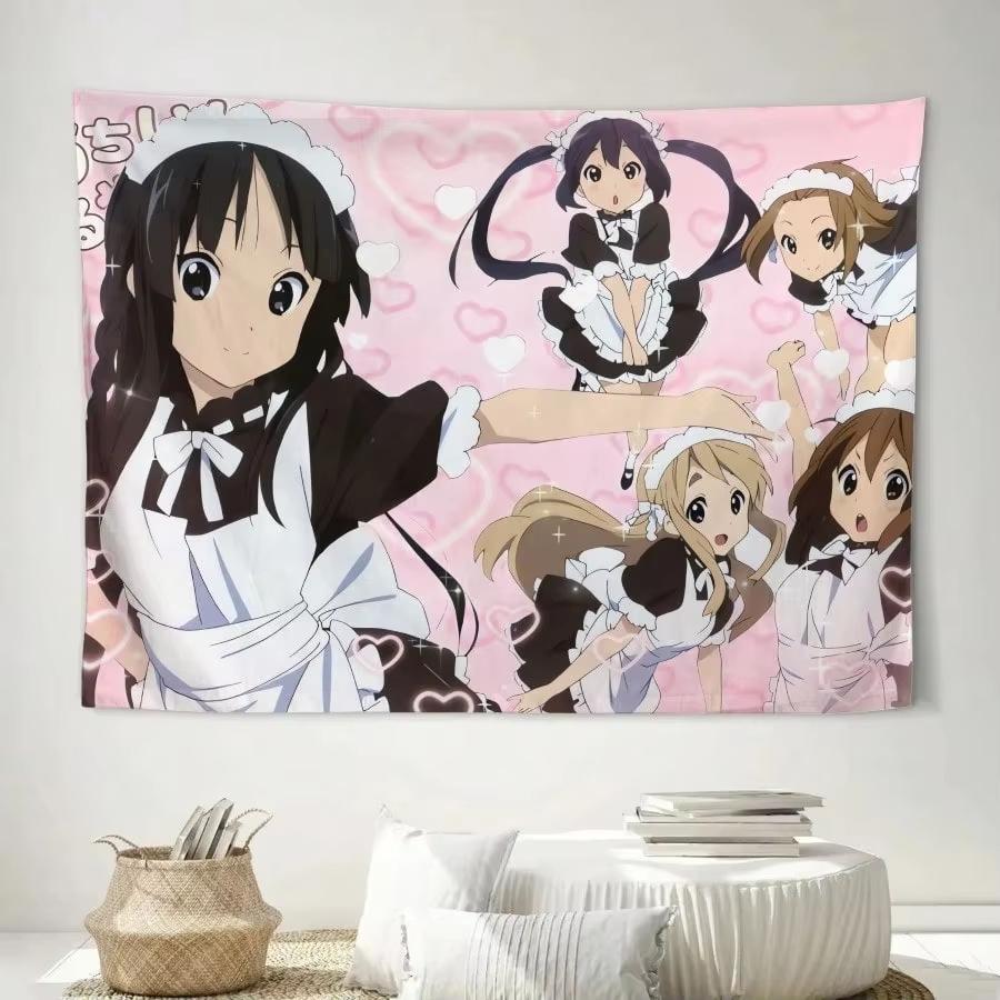 1pc Anime Maid Tapestry Polyester 2D Print KOn Maid Cafe Design Wall Decor for Bedroom Living Room Anime Fan Room Decoration
