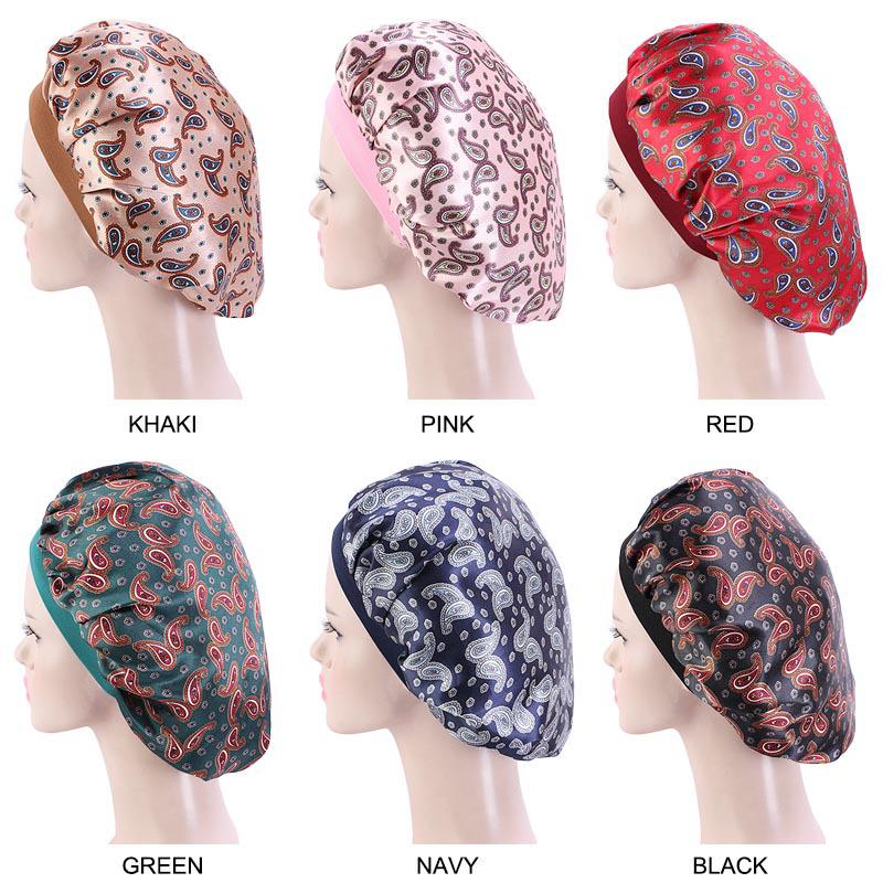 New Amoeba Satin Round Cap Elastic Wide Brim Night Cap Shower Cap Beauty Salon Cap
