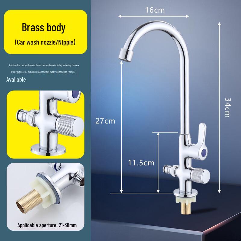 TLXT Wall-Mounted Double-Head Single Cold Kitchen Faucet