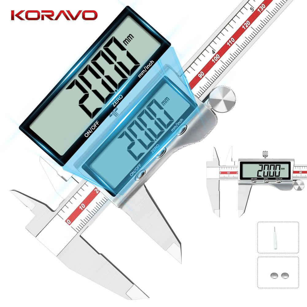 KORAVO M19A05 Large LCD Screen Stainless Steel Metric Measuring Range 0-150mm Graduation 0.01mm Accuracy +/-0.01mm 1 Calipers 0-150 mm