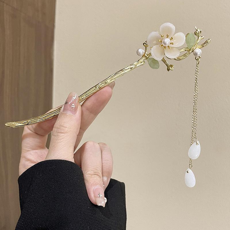 Chinesische High-End Quasten Haarnadel: Hanfu-Haaraccessoire im antiken Stil aus Holz