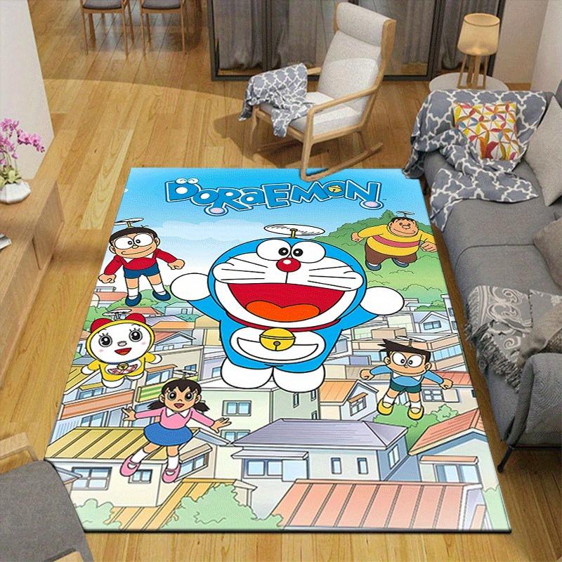 1pc Doraemon Pattern Area Rug, Anti slip Non Shedding Stain Resistant Carpet