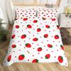Strawberry Duvet Cover SetRed Strawberry Bedding Set for Girls Cute Black White Geometric Plaid Grid Comforter Cover Full Size