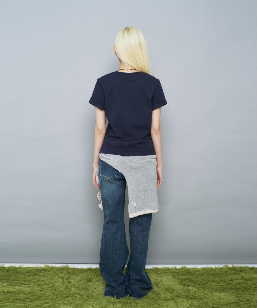 Ssobi 4Our Eye Semi-Crop Short Sleeve T-Shirt [Navy]