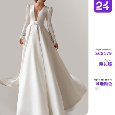 2026 nouvelles robes transfrontalières européennes et américaines style célébrité satin blanc fines et hautes robe à tempérament français