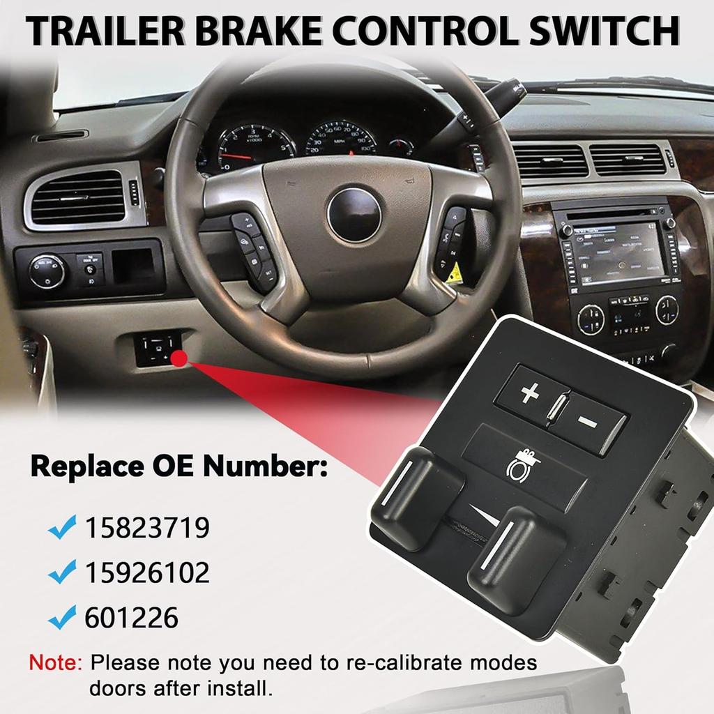 Trailer Brake Control Switch Compatible With 2007-2014 Cadillac Escalade Chevy Avalanche Silverado 1500 2500 3500 Suburban Tahoe GMC Sierra Yukon XL
