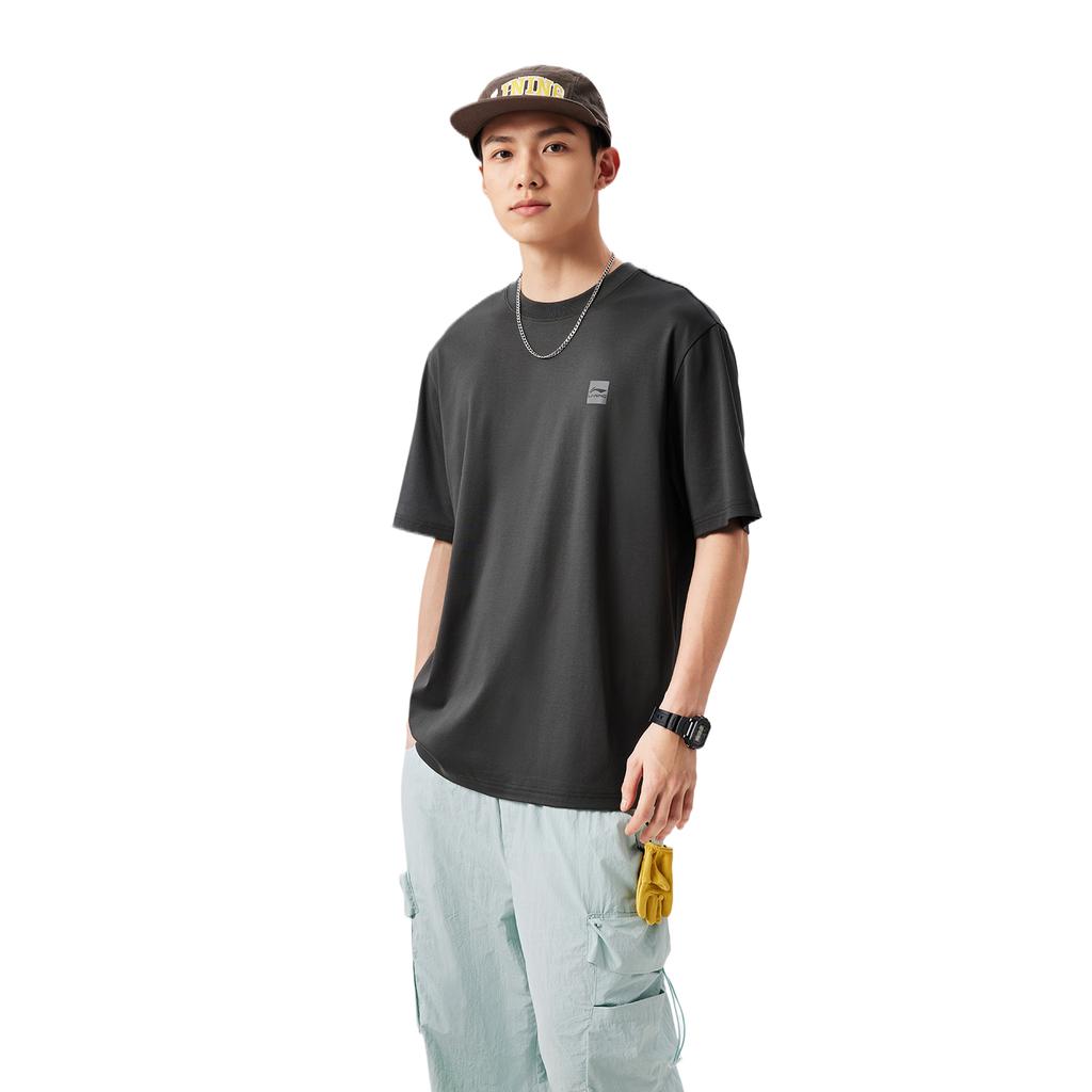 Li Ning Sports Life Collection T Shirt Unisex Obsidian Gray AHSVB91-4