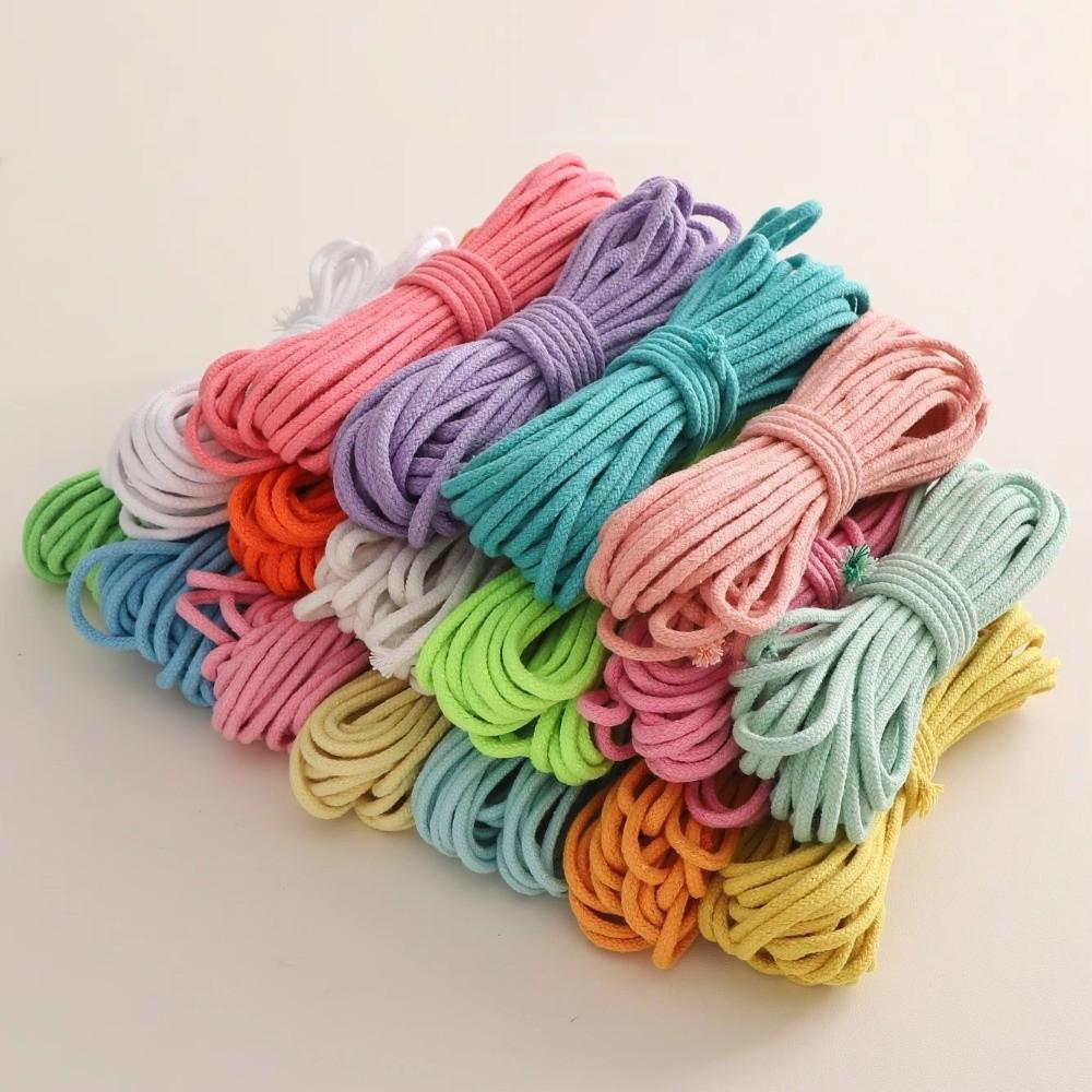 High Quality 10Meters/Lot Braided Cotton Cord Colorful DIY Braided Rope 4mm Woven String Home Textile