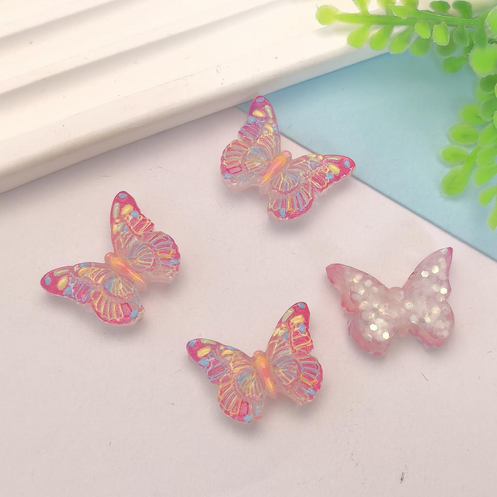 100PC Resin Accessories Transparent Butterfly Seories Patch Deco Parts DIY Children Jewel Keychain Scrapbooking