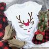 Women's Crew Neck Short Sleeve Graphic Print Christmas T-Shirts Loose Fit Casual Tees
