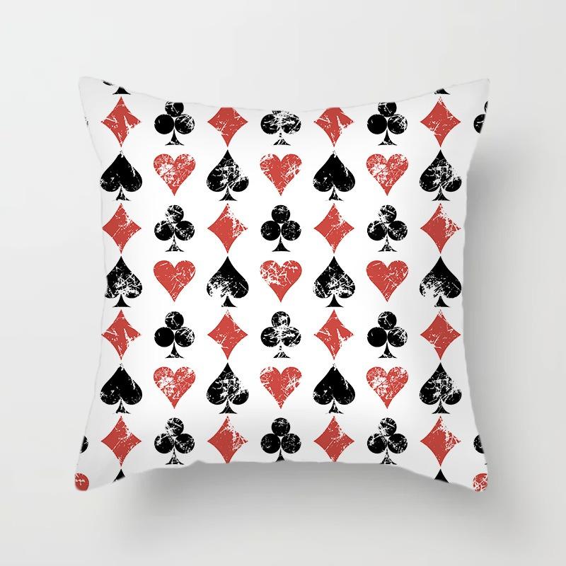 Juste de coussin carrée avec motif de poker, décoration de luxe pour la maison, accessoires magiques, cœur noir, bureau, canapé, voiture