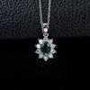 Women's Sterling Silver S925 Sunflower Pendant with Blue Sapphire and Diamond - Classic Diana Style