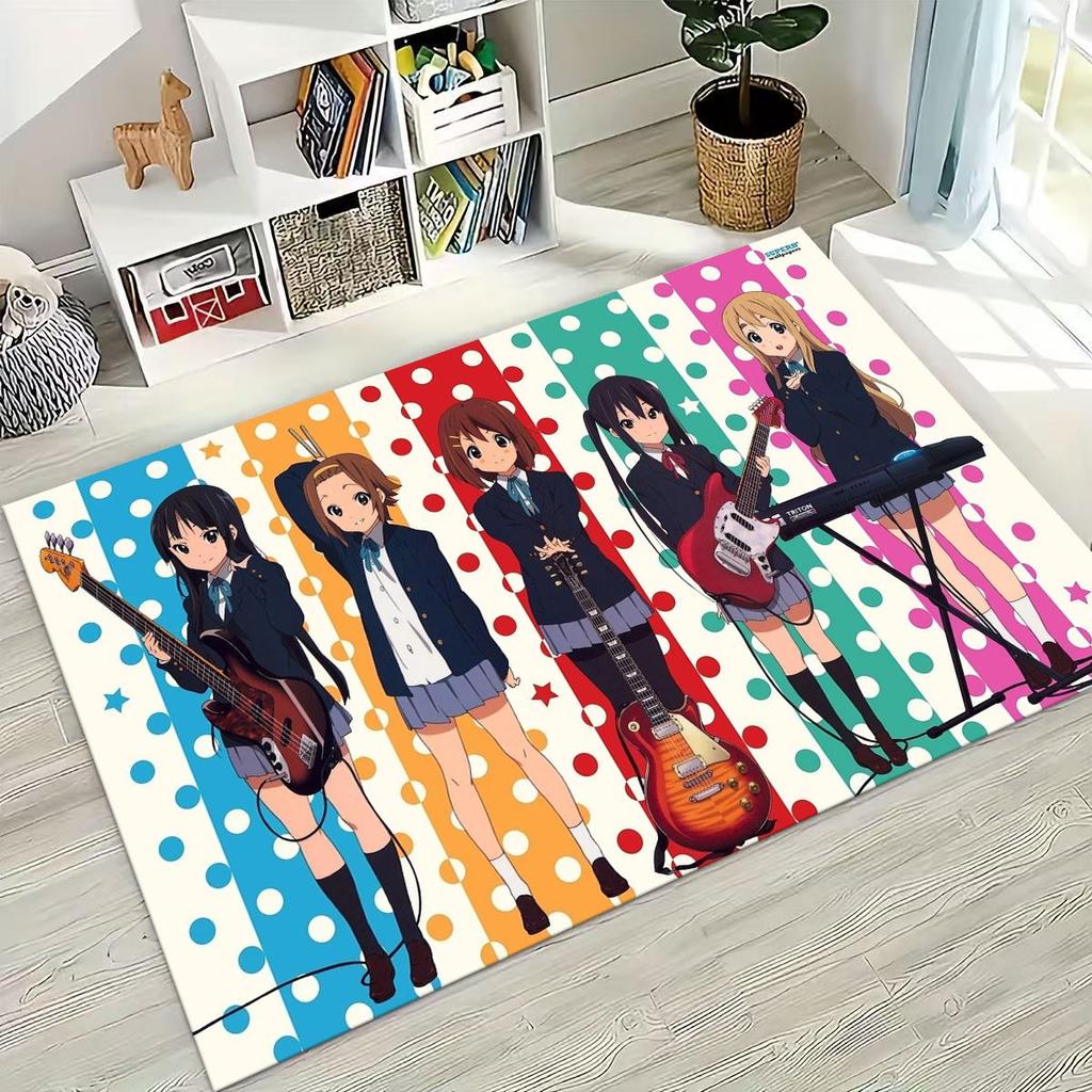 Anime K-ON Kawaii Girl Hirasawa Yui Music Cartoon Rug for Bedroom Living Room Sofa Home Doormat Decor,Kids Non-slip Floor Mat