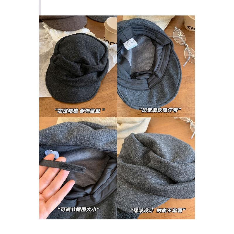 Women S Black Pleated Beret Hat Japanese Style Vintage Cloud Octagonal Hat Fall Winter