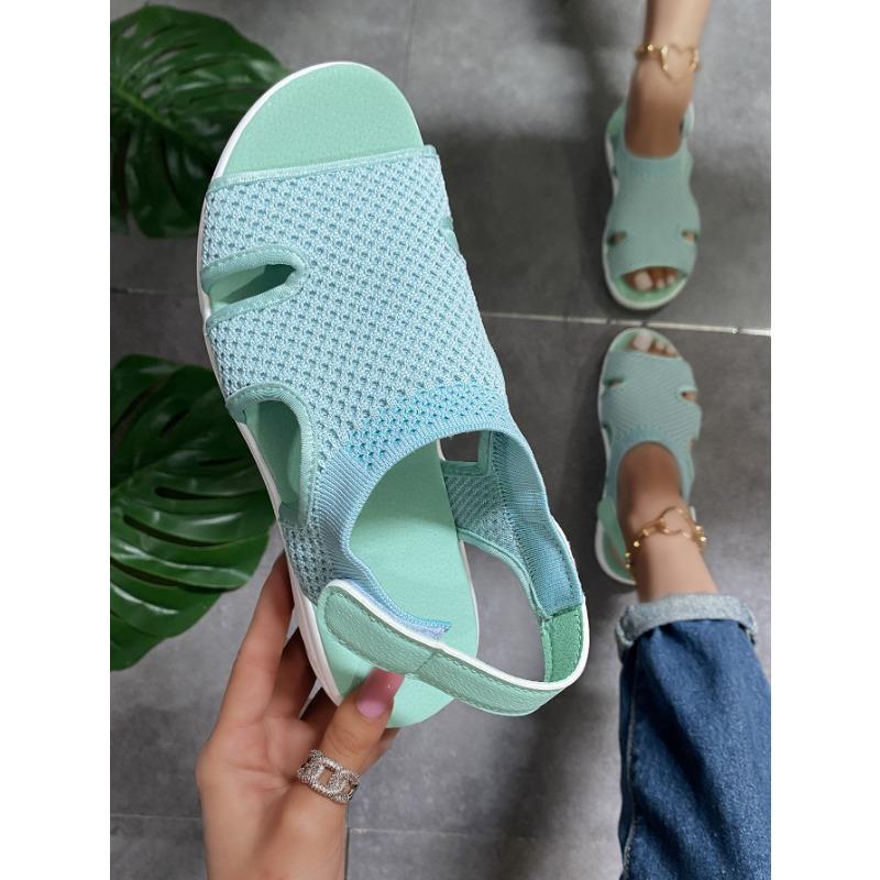 Sommer Neue Damen Sandalen Große Größe Atmungsaktiv Elastisch Flacher Boden Lässige Damenschuhe