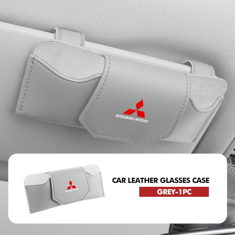 kycp1 Car Glasses Box Leather Eyeglass Case Sun Visor Lenses Holder Accessories For Mitsubishi Outlander Lancer Cross Colt Xpander