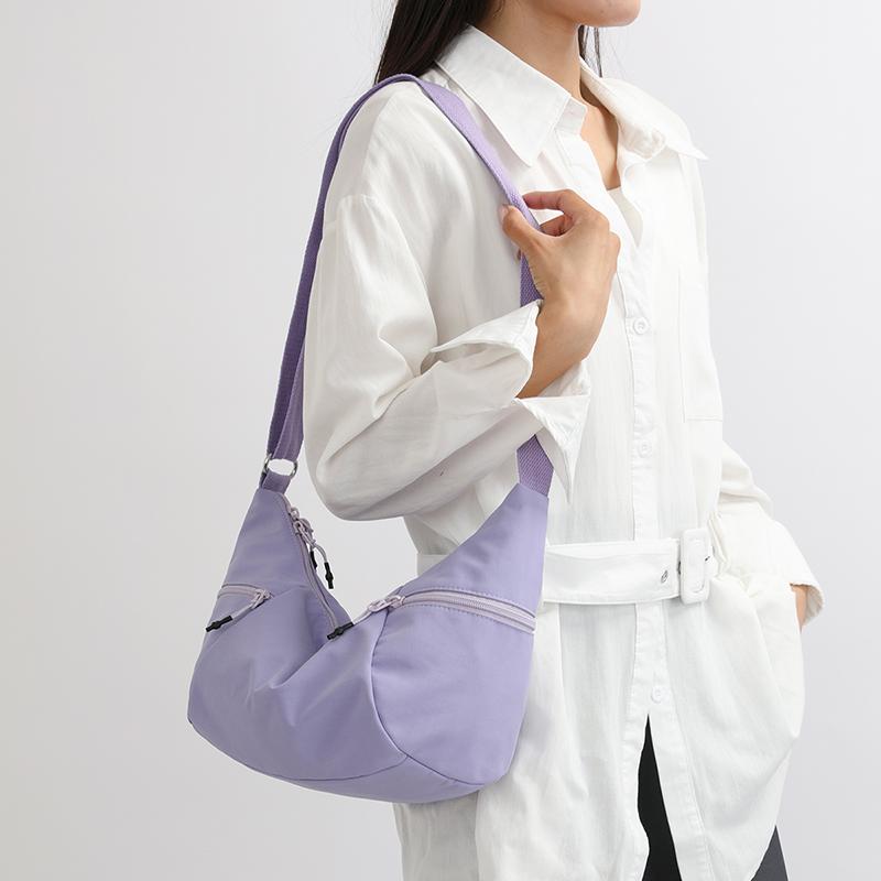 Women's Lightweight Nylon Hobo Bag - Crescent Crossbody Purse with Adjustable Strap (Water-Resistant for Work & Daily Use)