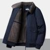 Men's Casual Fleece-Lined Warm Workwear Jacket – Retro Turn-Down Collar Coat for Autumn and Winter.