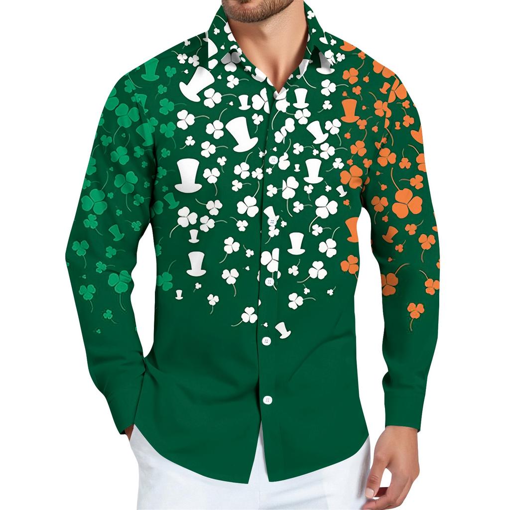 Pánská košile s vánočním potiskem, dlouhý rukáv, na knoflíky