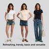 Women's Spring Summer Slim Fit Spandex T-shirt - Short Sleeve American Style