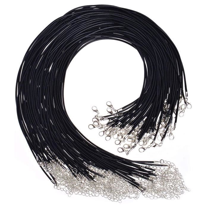Cordon de Collier - Non spécifié - 40 Pcs - Cuir Artificiel - Mousqueton - Noir