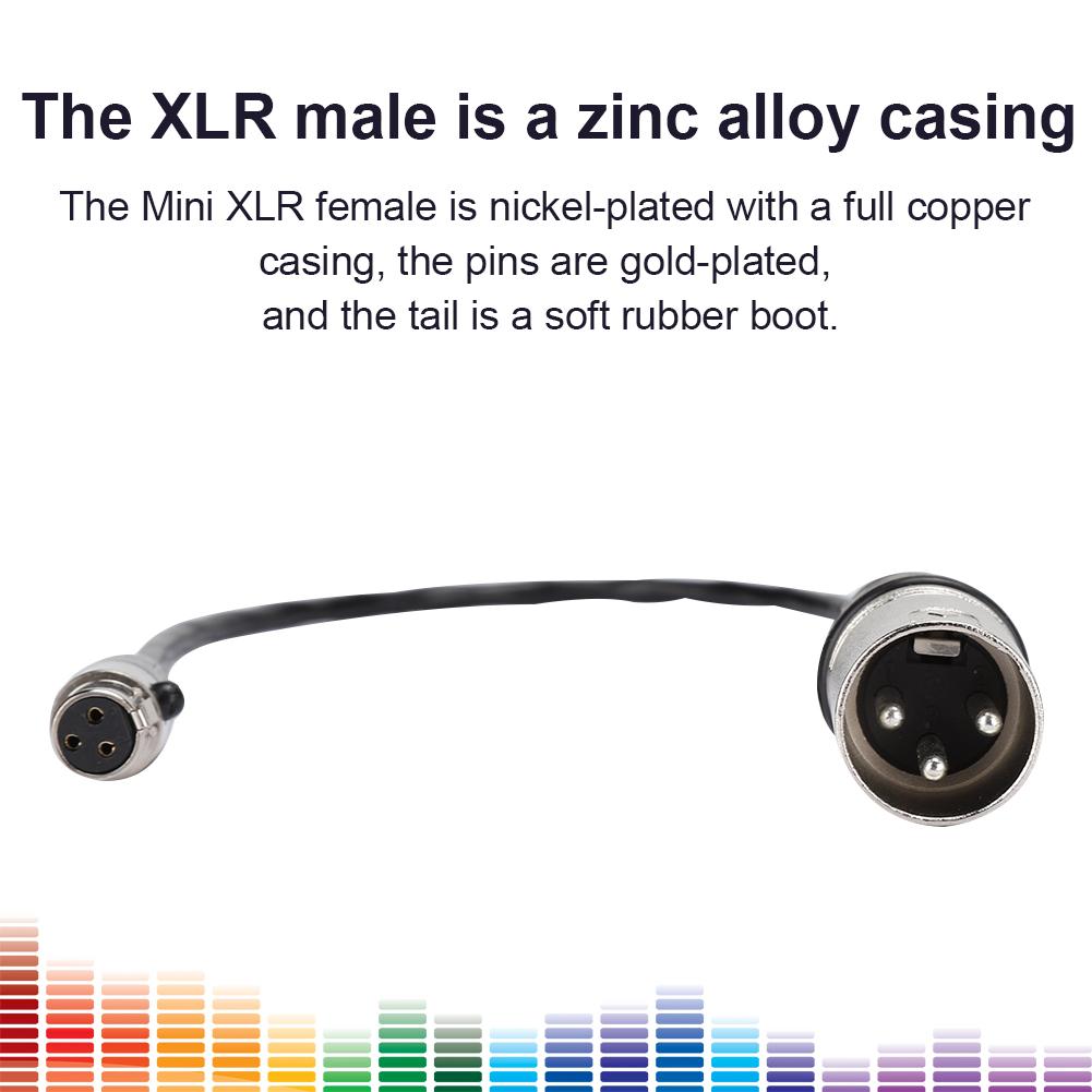 Full Copper Casing Mini XLR 3pin Female to Zinc Alloy Casing XLR 3pin Male Audio Cable