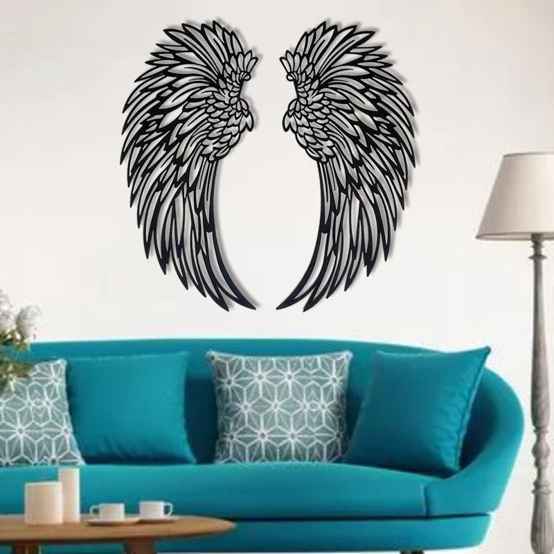 Angel Wings Carved Metal Wall Art with Light