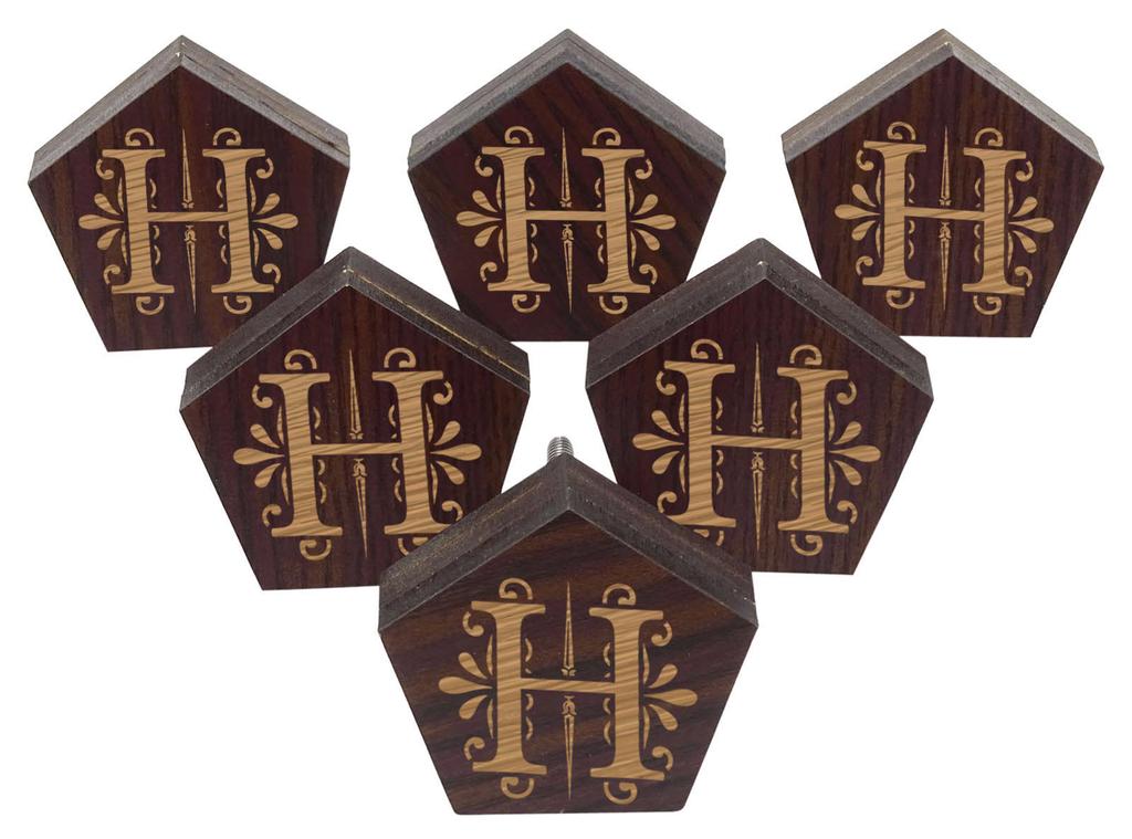 IBA Indianbeautifulart Brown Alphabet H Engraved Furniture Knobs Cabinet Drawer Pull Pack