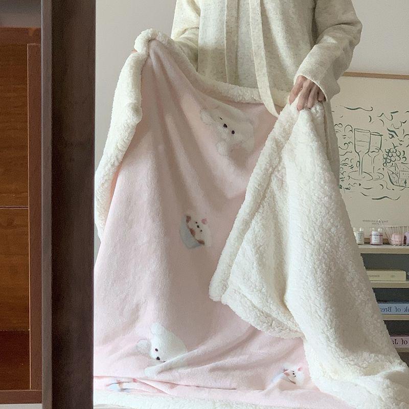 Cozy Lamb Fleece Blanket - Soft, Warm Shawl for Office, Sofa, or Dorm Naps.