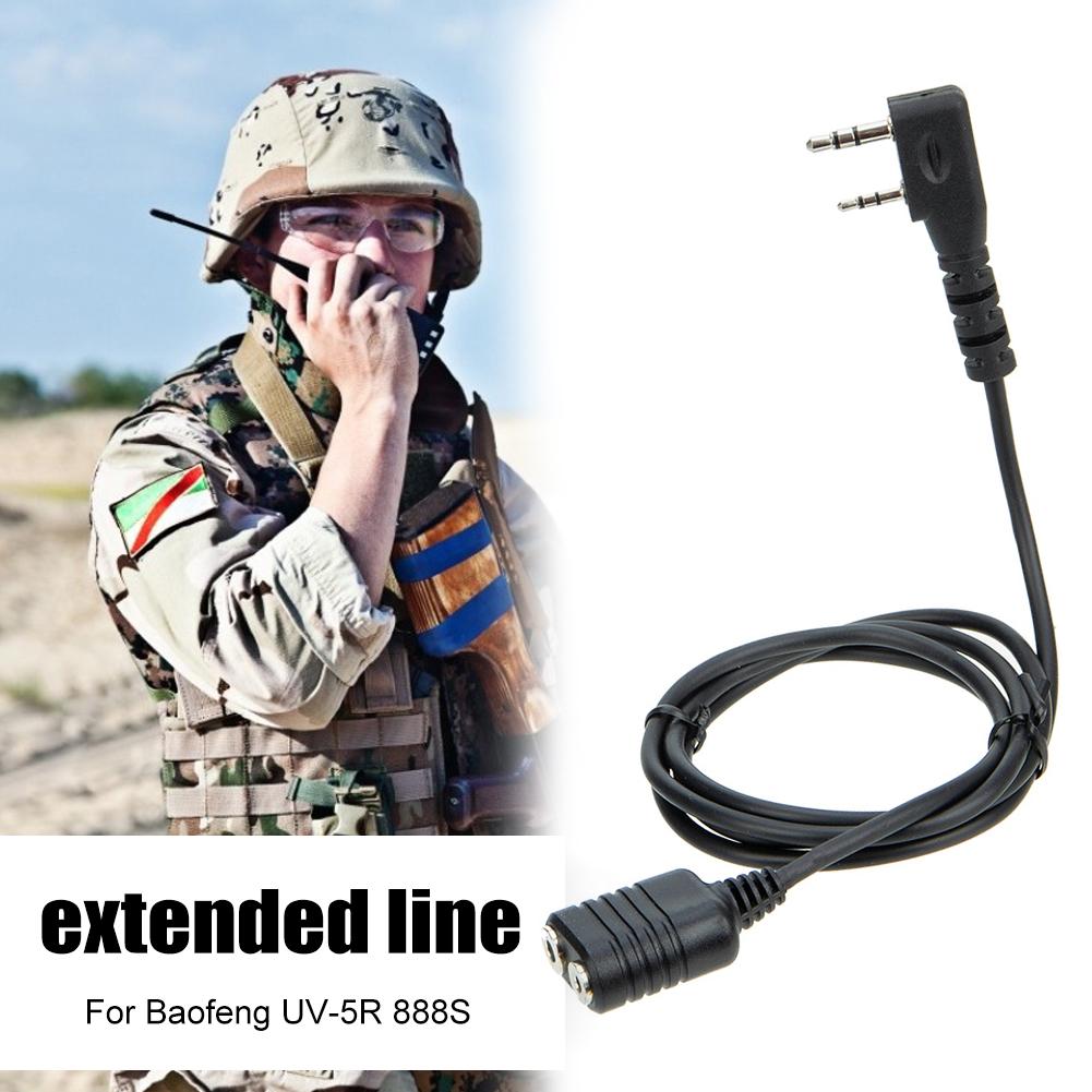 1m 2-Pin K Type Extender Cord Wire Replacement Ham Radio Accessory for Baofeng UV-5R 888S Microphone Headset Mic Cable