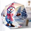 1pc Sturdy 8-Bone Auto Umbrella, Lovely Snowman Umbrella, Digital Printed, Foldable Umbrella for On-the-Go Outdoor Use