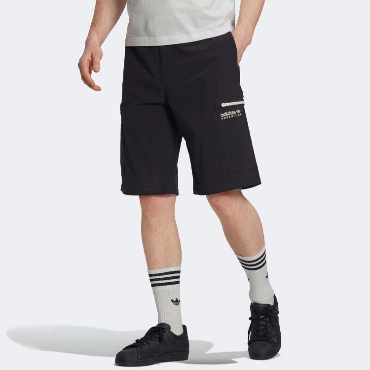 Adidas Originals Trefoil Logo Print Solid Color Detachable Cargo Pants Men Bottoms Black HP1098