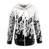 Loose Casual Women Hoodie Full Zip Long Sleeve Floral Print Jacket With Pockets