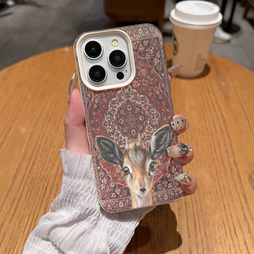 Deer Retro Pattern Transparent Minimalist Creative Phone Case For Iphone 17 Air 16 15 Pro Max 14 Plus 13 12 11 17E Soft Cover