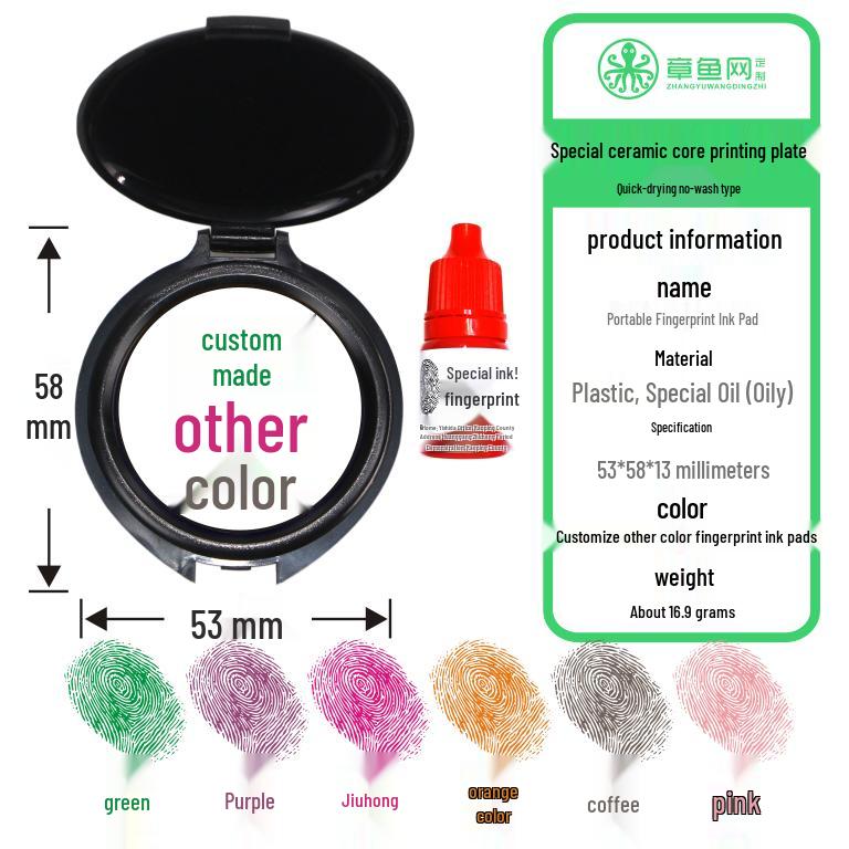 Quick-Drying Multi-Color Fingerprint Pad: Red, Blue & Black