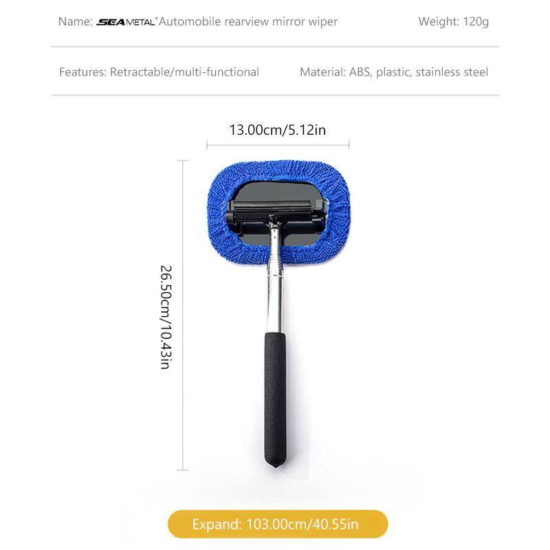 SEAMETAL Retractable Car Windshield Wiper Blade Long Handle Rearview Mirror Window Glass Wash Cleaning Brush Auto Cleaner Wiper