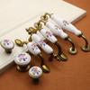 European Flower Ceramic Handles Kitchen Cabinet Storage Dressers Classic Wardrobe Cabinet Closet Door Pulls