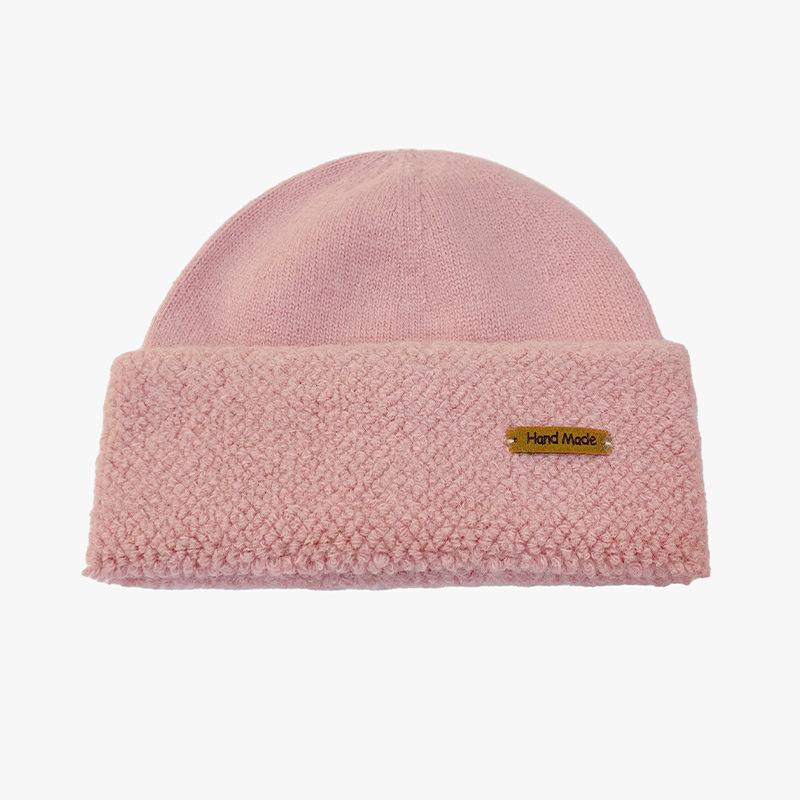 Autumn and winter knitted hats versatile solid color wool hats plus wool blended wool hats big head circumference hats show small face