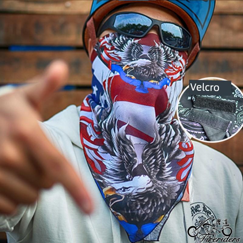 Harley Motorrad Reiten Magisches Klettband Quadratisches Halstuch, Vollbaumwolle Sonnenschutz Kopftuch, Personalisierte Totenkopf Paisley Gesichtsmaske