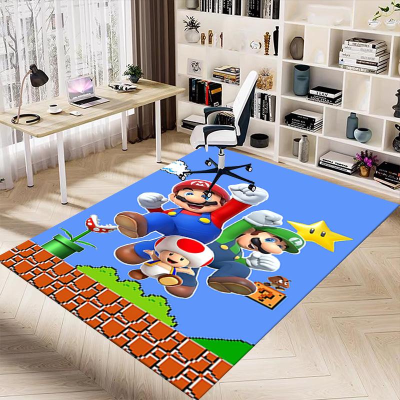 1pc Super Mario Bros Adventure Carpet for Playroom Bedroom Living Room Sofa Home Decor,kids Game Area Rug Non-slip Floor Mat Y72911