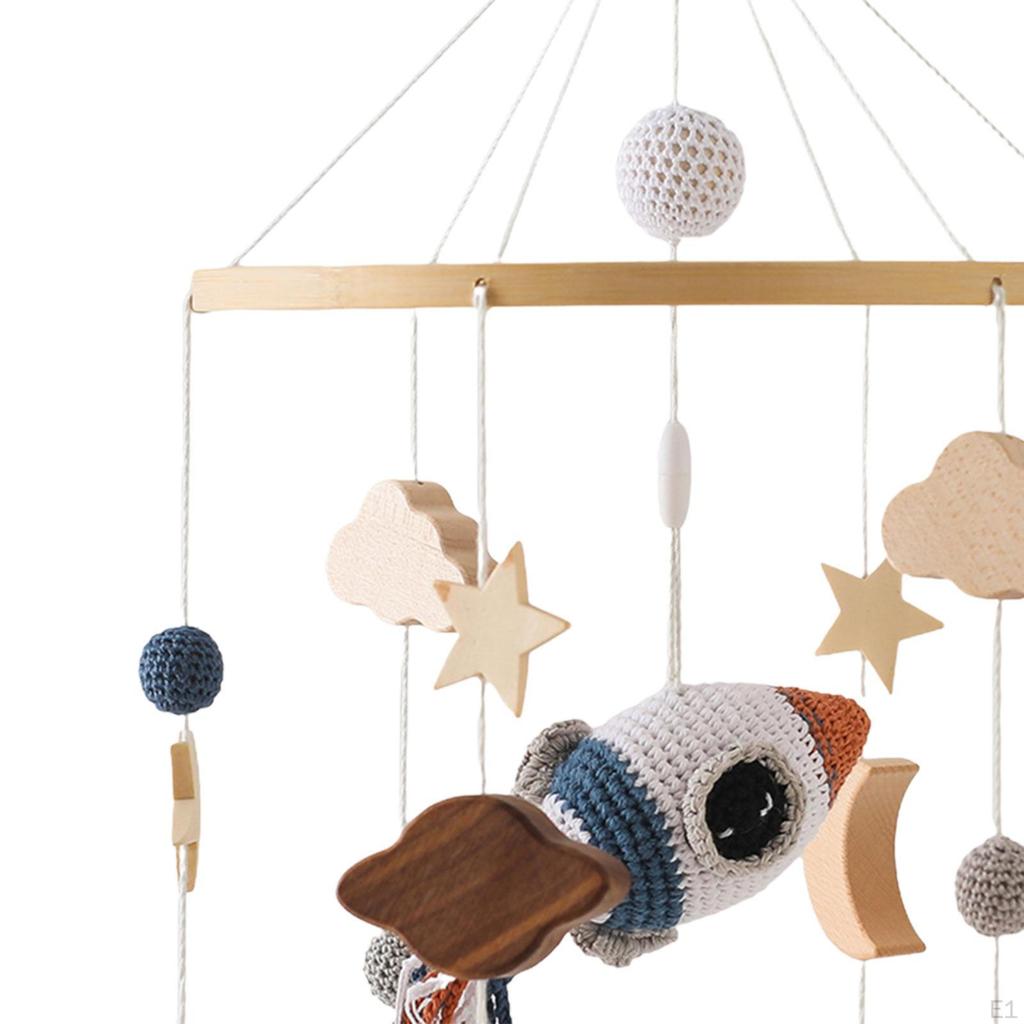 Adorable Baby Crib Mobile for Nursery Decor, Wooden Hanging Bed Bell Toy