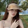 Women'S Summer New Fresh Beach Hat With Pearls Open Top Sun Hat Fashionable Raffia Straw Hat