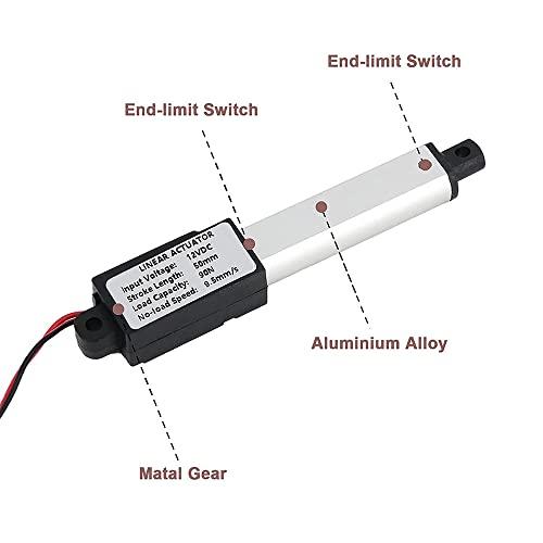 Dovhmoh Micro Linear Actuator, 2-Inch Stroke, 90° 20.3 lbs, 9.5 mm/S Speed, Electric Waterproof Actuator Motor, 12V
