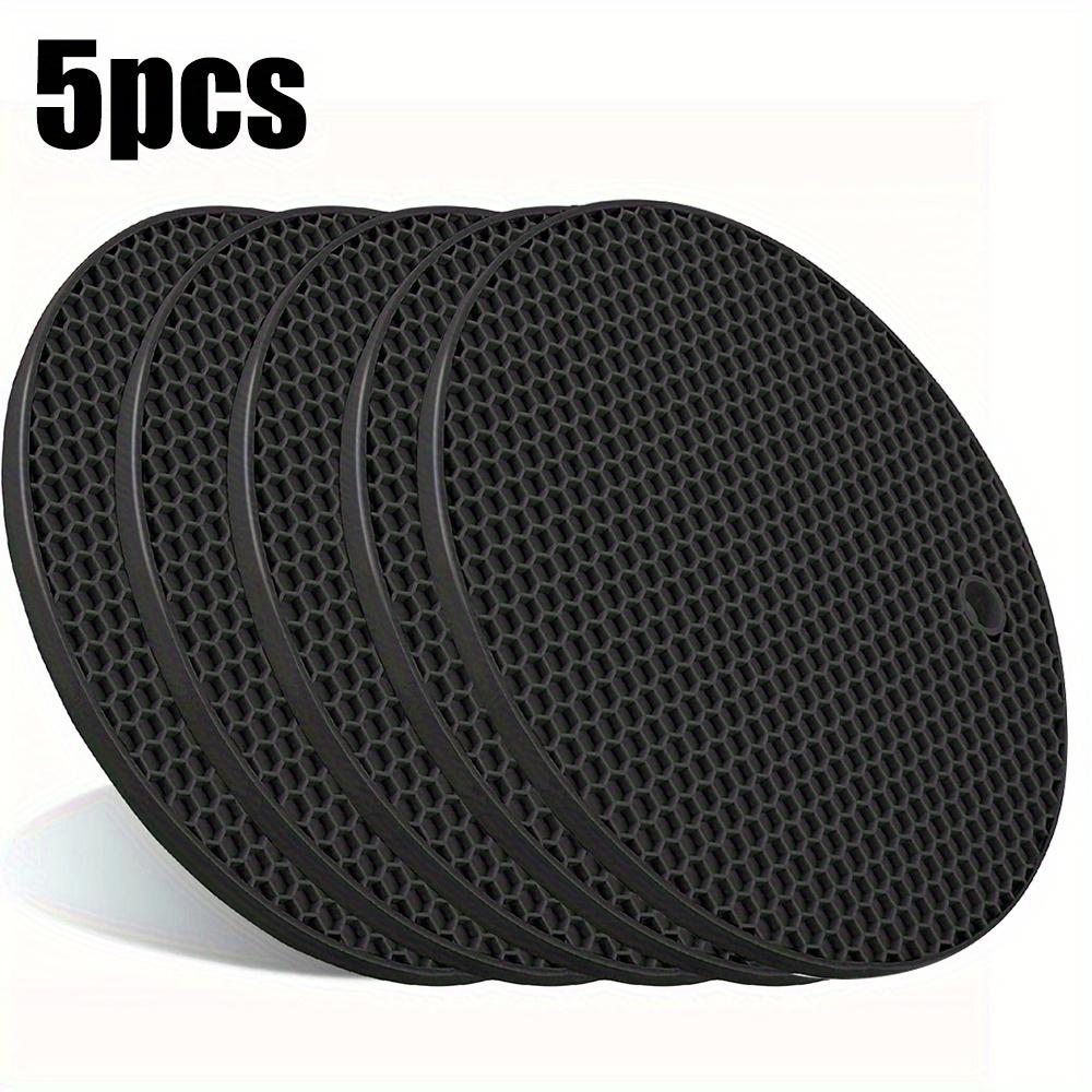 

Круглая силиконовая подставка Нескользящая термостойкая подставка для кухни и обеденного стола 5pcs чёрный