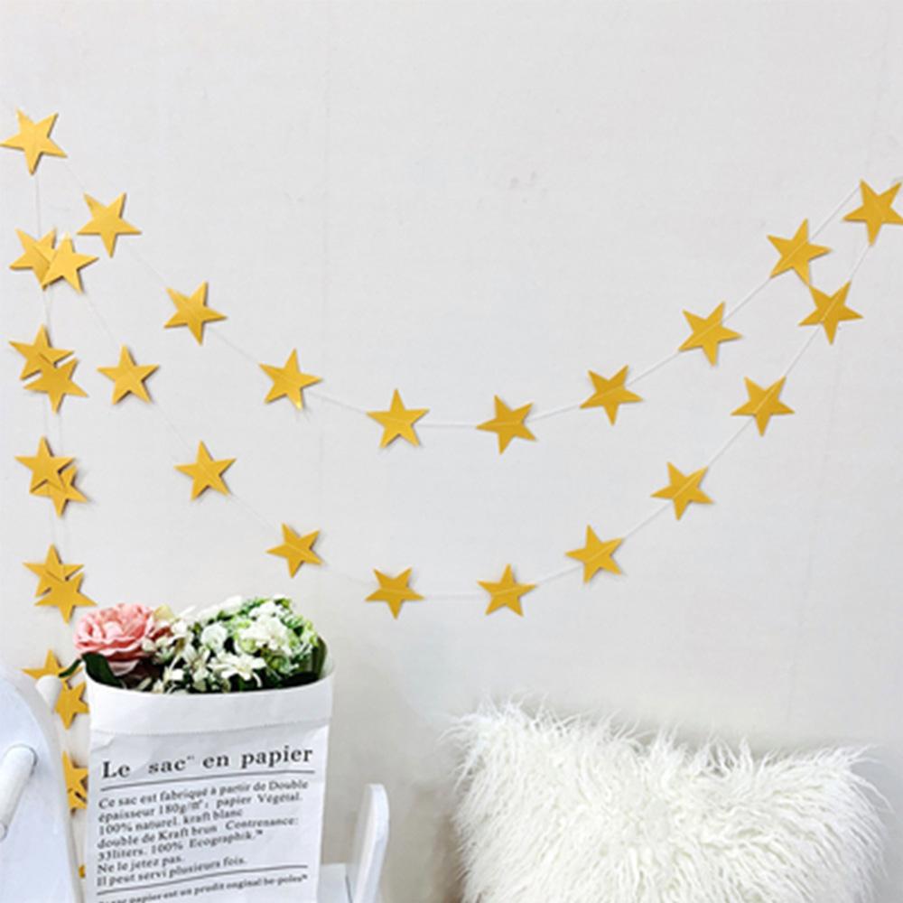 1PC 7cm/2.76inch Shining Star Paper Drop Garland Banner Gold Silver Bunting Banner For Shower Room Wedding Hanging Decoration