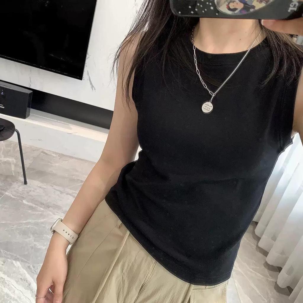 Women's Solid Color Camisole Vest - Sleeveless, Slimming, Versatile Outerwear for Spring and Summer