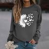 Damenmode Lässig Langarm Einfarbig Bedruckt Rundhals Oberteil Sweatshirt