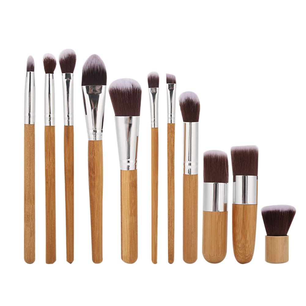 

11 шт. Деревянная ручка, щетка из волокна, мягкие кисти для макияжа лица, косметическая кисть