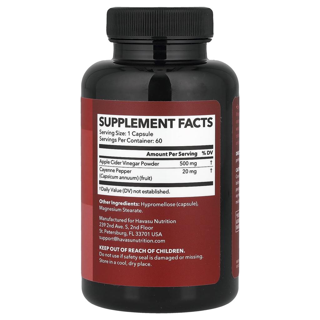 Apple Cider Vinegar + Cayenne Pepper, 60 Capsules